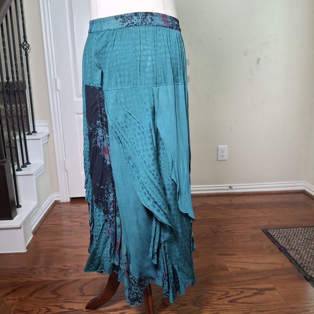 Tienda Ho Lagenlook Skirt Kimono Jacket 2PC Set Patchwork Ruffle Witchy Boho XL - Picture 13 of 16